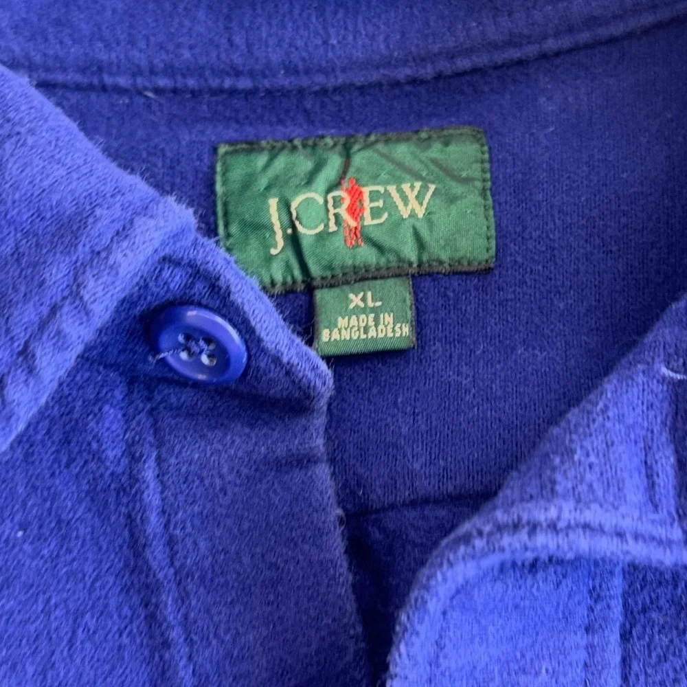J. Crew Men's Deep Blue Casual Heavy Flannel Button Down Shirt. Size XL